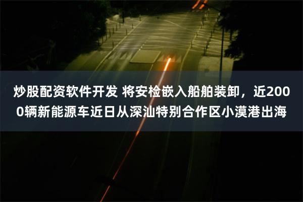 炒股配资软件开发 将安检嵌入船舶装卸，近2000辆新能源车近日从深汕特别合作区小漠港出海