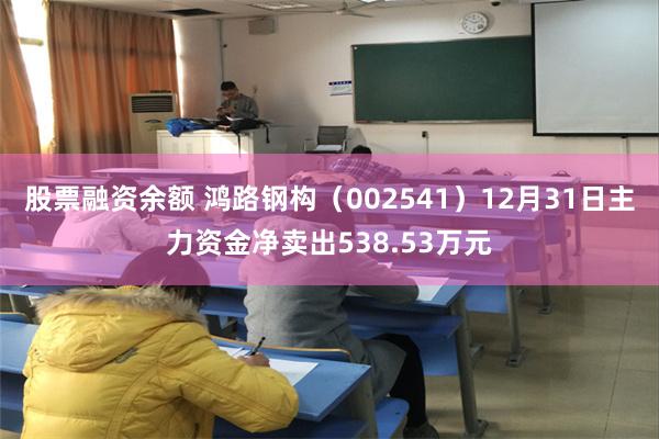 股票融资余额 鸿路钢构（002541）12月31日主力资金净卖出538.53万元